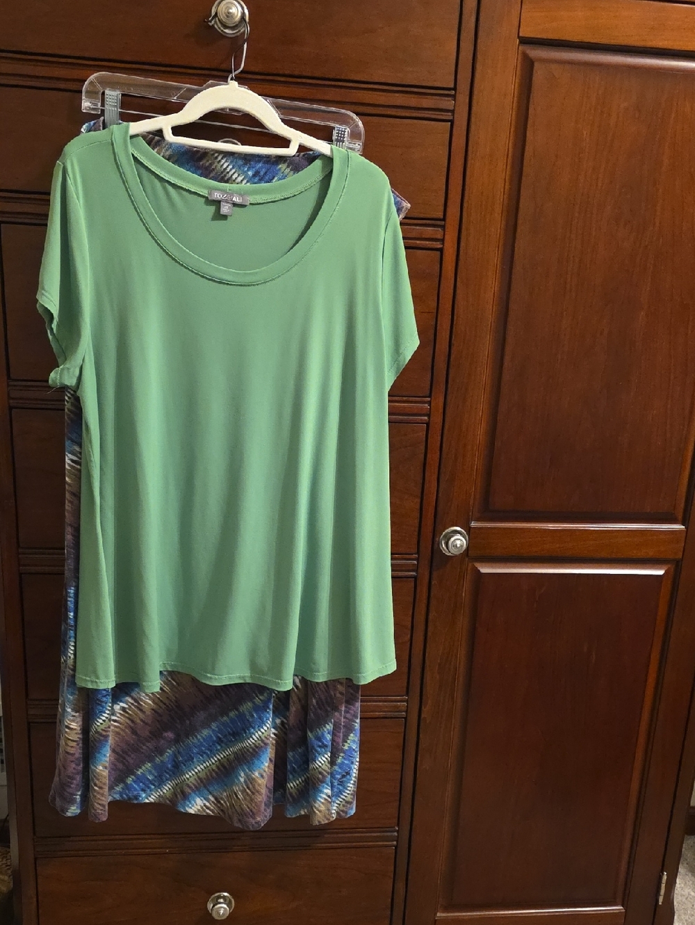 Roz & Ali Light Green Short Sleeve Scoop Neck Tunic